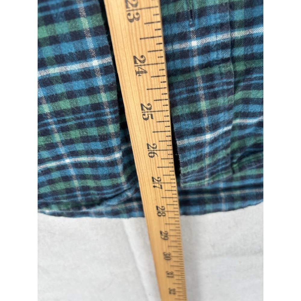 LL Bean Button Up Green Plaid Flannel Shirt Mens M Slightly Fitted Outdoor - Picture 5 of 8